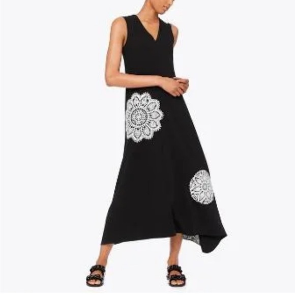 Tory Burch Dress Black Embroidered Lace Applique Resort Collection Sleeveless 0 - Picture 2 of 12